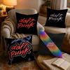 Fashion Rock Band DDaft Punk Pillow Case Soft Plush Cushion Cover Double Print and Invisible Zipper for Sofa Home Car Use