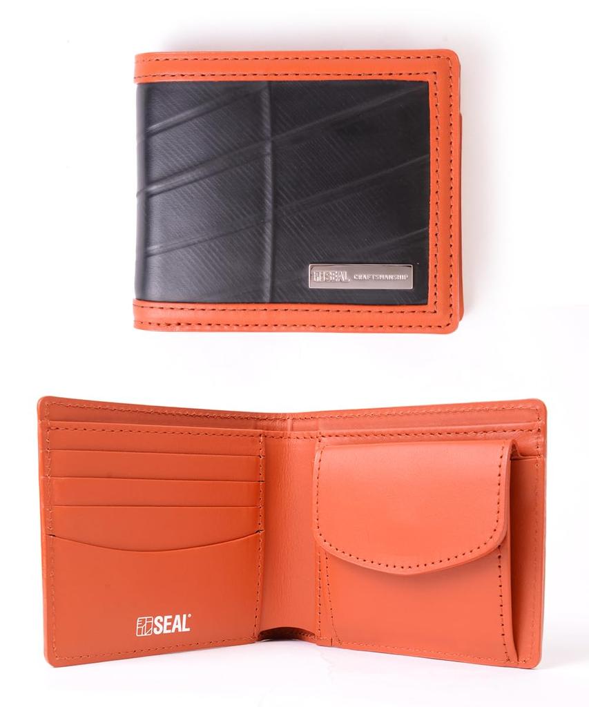SEAL Portfel składany na pół Wodoodporny Mały Markowy Skóra naturalna Prezent Wyprodukowano w Japonii Męski PS-120OR