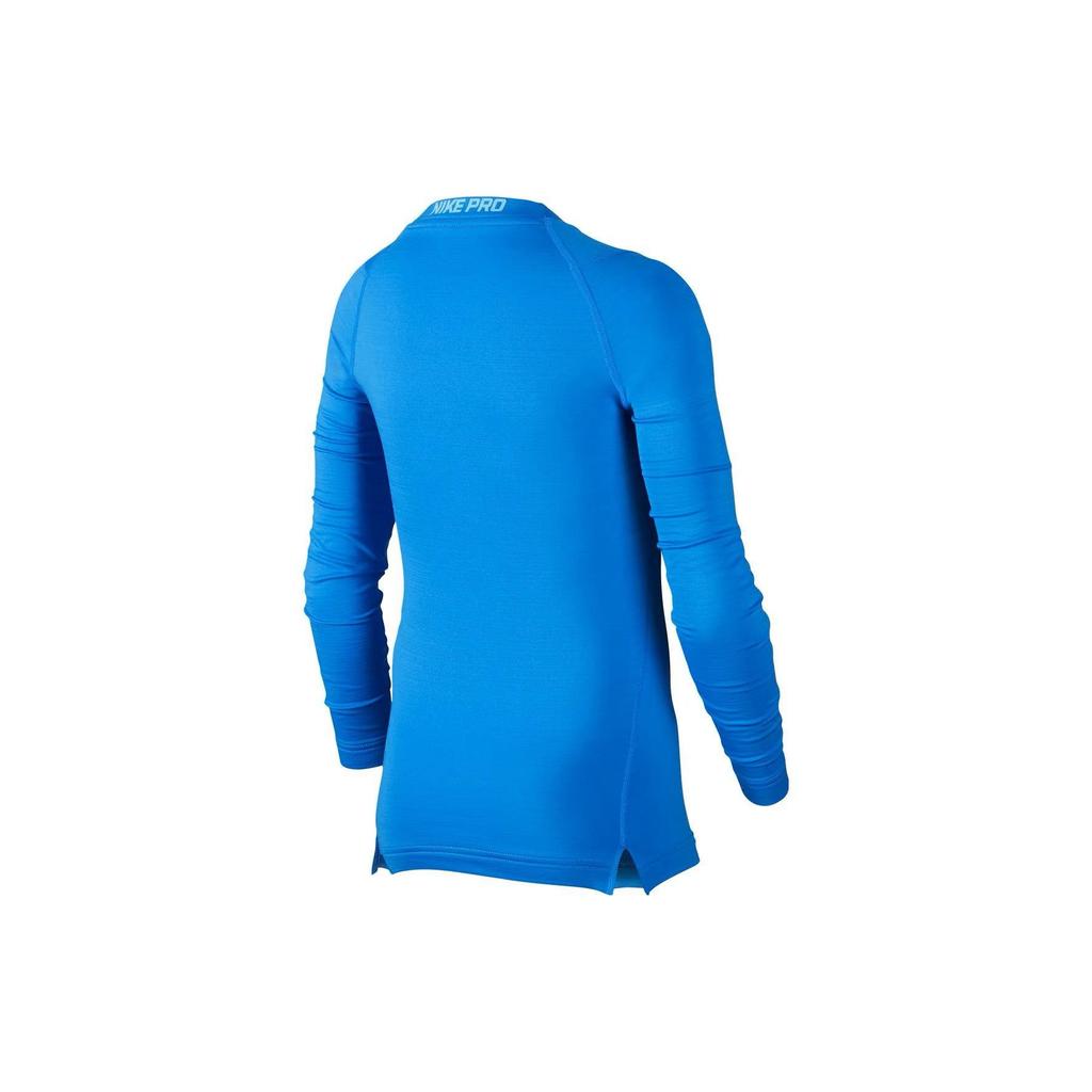 Nike Solid Logo Print Warm Training Long Sleeve T-Shirt Kids Tops Light-Photo-Blue AH0252-435