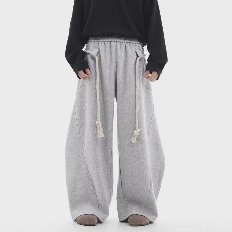 

Мужские спортивные брюки Scimitar в стиле ретро с широкими штанинами — дизайн ручной работы из толстой веревки Small серый