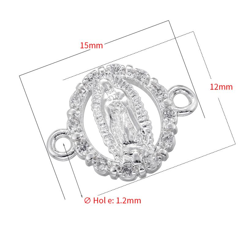 ZHUKOU Golden-plated Brass Catholic Virgin Mary Pendant Crafts Double Holes DIY Bracelet Necklace Accessories