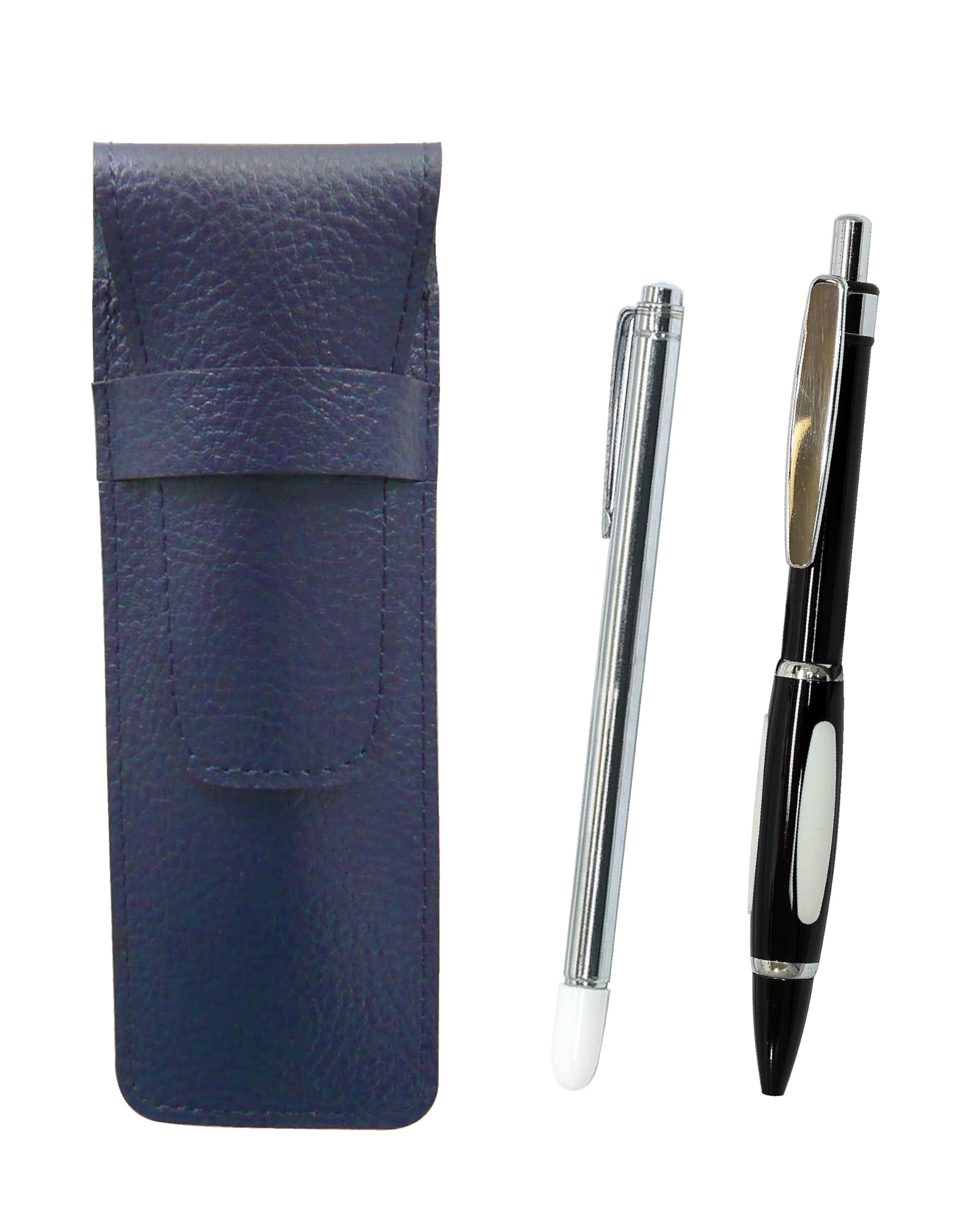 

Grained leather pencil case blue metal indicator stick and metal scorpion shocking ballpoint pen set black SASL-701S-B989A-B
