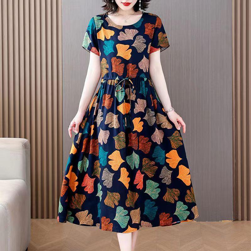 Summer Elegant Dresses Ladies Slim Short Sleeve Casual Summer Women's Dresses Korean Style Vintage Clothes