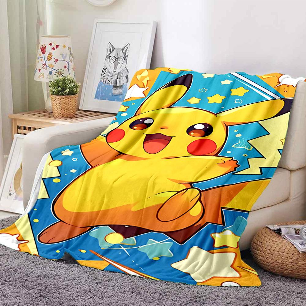 1pc Pikachu Star Flannel Blanket, Soft Skin Friendly with Digital Printing, Various Sizes Available for Family, Friends, Birthday