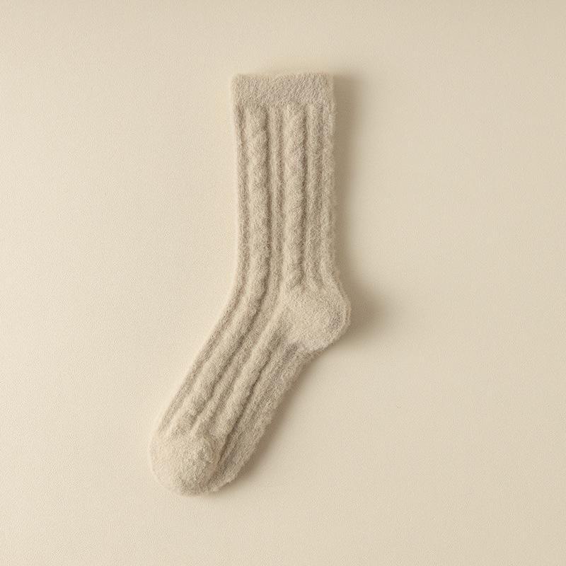 

Жіночі потовщені оксамитові зимові шкарпетки: Однотонний, До середини ікри, Затишний домашній та одяг для сну One Size хакі