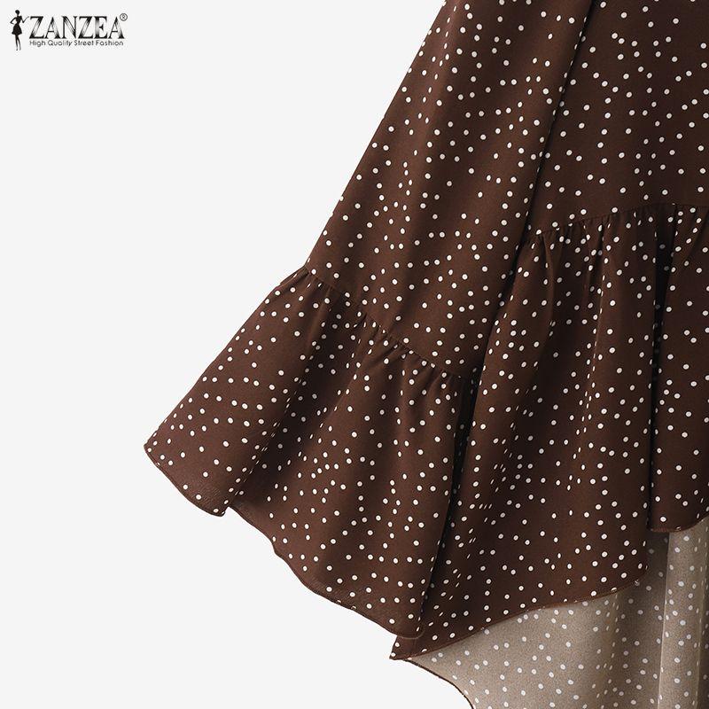 ZANZEA Damen Lässig Gepunktet Locker Lässiges 3/4-Ärmel Bluse