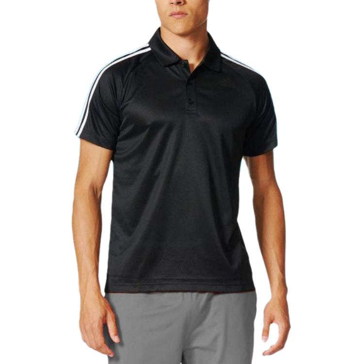 adidas Çift Taraflı Örgü Kısa Kollu Polo Yaka Tişört Erkek Üst Siyah BK2601