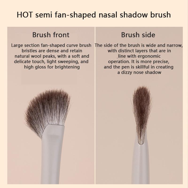 Halbmondförmiger Nasenschattenpinsel Weich Tragbar Abgewinkelter Nasenkontur Verblenderpinsel Professionelle Highlighter Rouge Make-up Werkzeuge