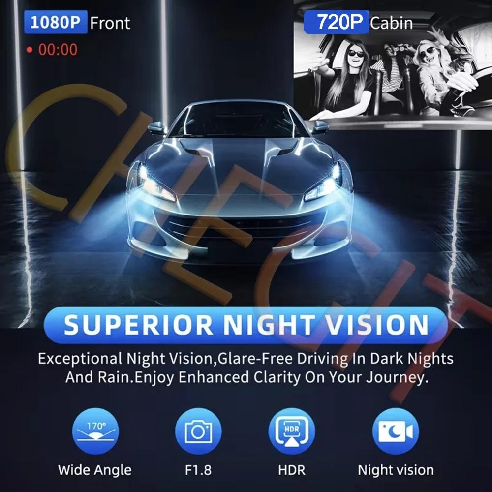 1080P WIFI Car DVR 3 Channel Front Inside Dash Cam Three Way Camera Recorder Video Registrator Night Vision Dashcam Camcorder