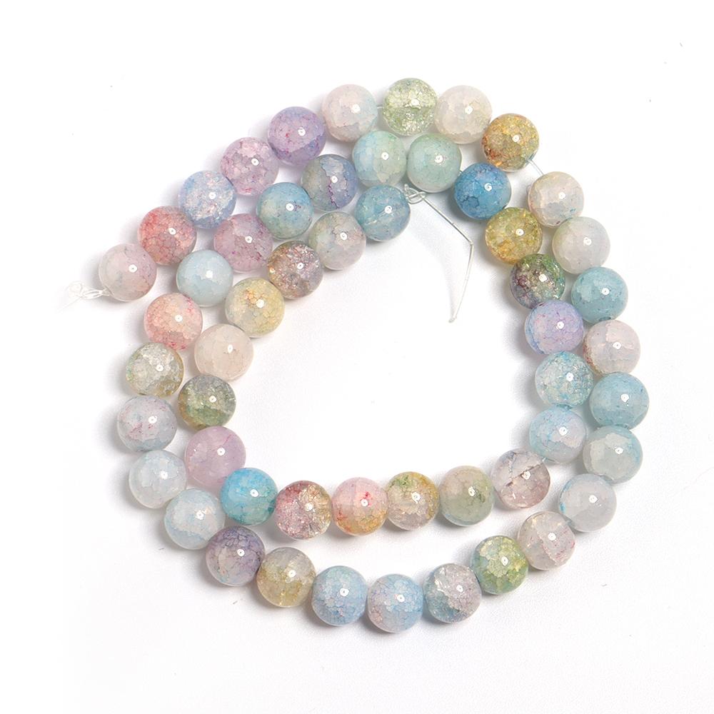 1 Strand 8 10mm Glass Floral Beads Colorful Round Loose Spacer Beads For DIY Charms Jewelry Making Bracelet Necklace Accessories