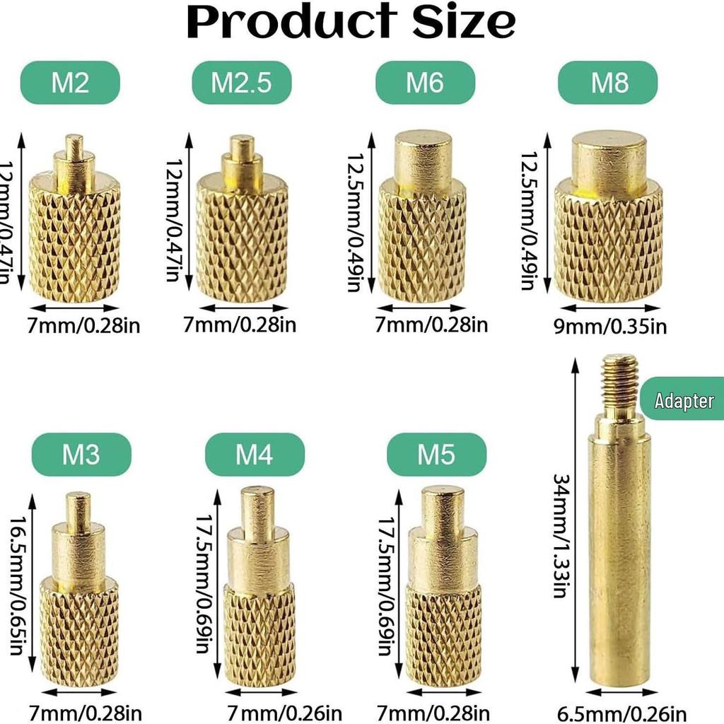 3D Printer Nut Embedding Tool: Universal 936 Soldering Iron Tip for M2-M8.