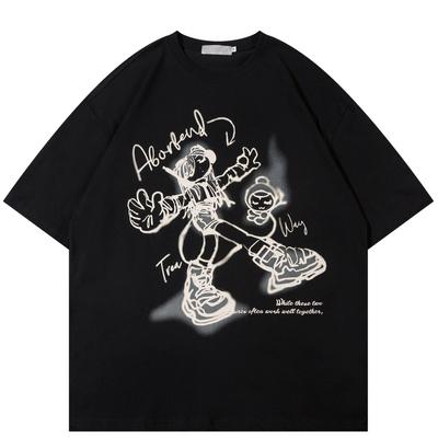 T-shirt Streetwear Grafica Cartone Animato Unisex Maglietta di Cotone Top Unisex Magliette Estive Maniche Corte