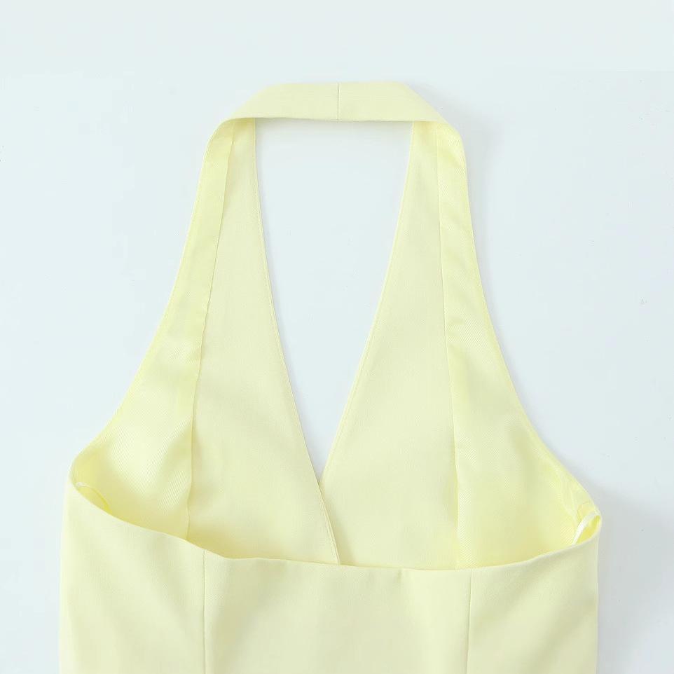 2025 Spring Women's Halter Neck Top & Long Pants Set - European & American Style