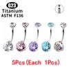 1/5Pcs ASTM F136 Titanium Banana Bend Sexy Belly Button Rings 5A CZ 14G Internal Thread Navel Ring Piercing Barbell Body Jewelry