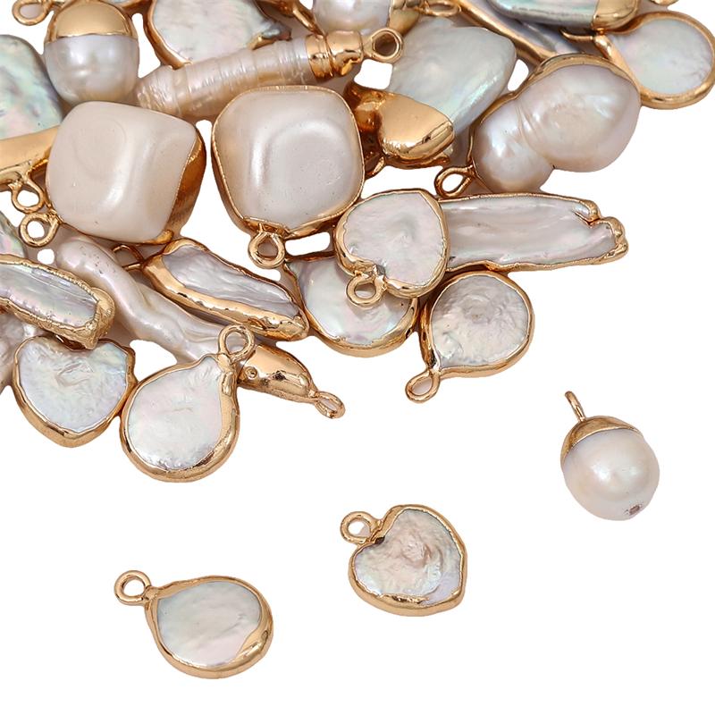 Natural Freshwater Pearl Irregular Gold Edging Single Hanging Style For DIY Necklace Bracelet Earrings Jewelry Making