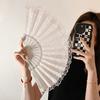 Retro Flower Folding Fan Hand Fan Lace Fan Chinese Japanese Classical Dance Fan Anniversary Wedding Party Dancing Props Gift Fan