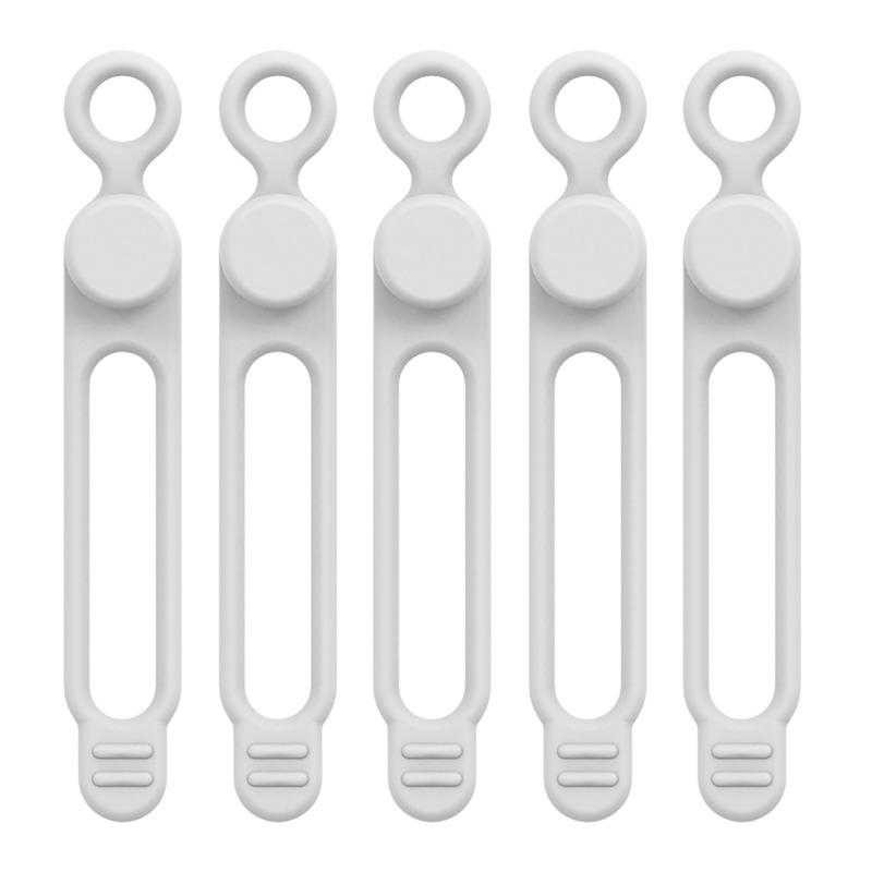 5 Pieces Cord Ties Silicone Cable Wire Ties Buckle Design Reusable Soft Cord Wraps for Kitchen Appliance Cord USB Charging Cable