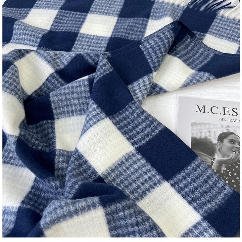 Scarf Women's Autumn and Winter New Imitation Cashmere Fringed Scarf Versatile Warm Thickened Plaid Shawl