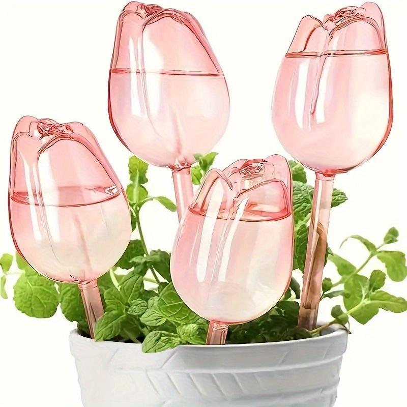 

2pcs/4pcs Pink Tulip Watering Balls - Narrow Outlet for Prolonged Dripping | Self-Watering Tools for Indoor & Outdoor Plants