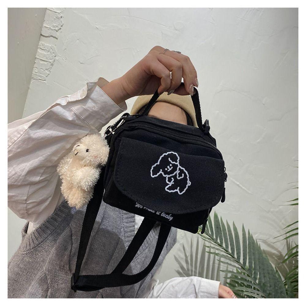 Fashion Canvas Shoulder Bag Women Girls Large Capacity Crossbody Bag Cartoon Harajuku Style Underarm Bag Shopping Bag Handbag