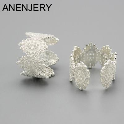 Hollow Lace Flower Open Rings for Women Trendy Creative Design Adjustable Ring Party Jewelry Accessory
