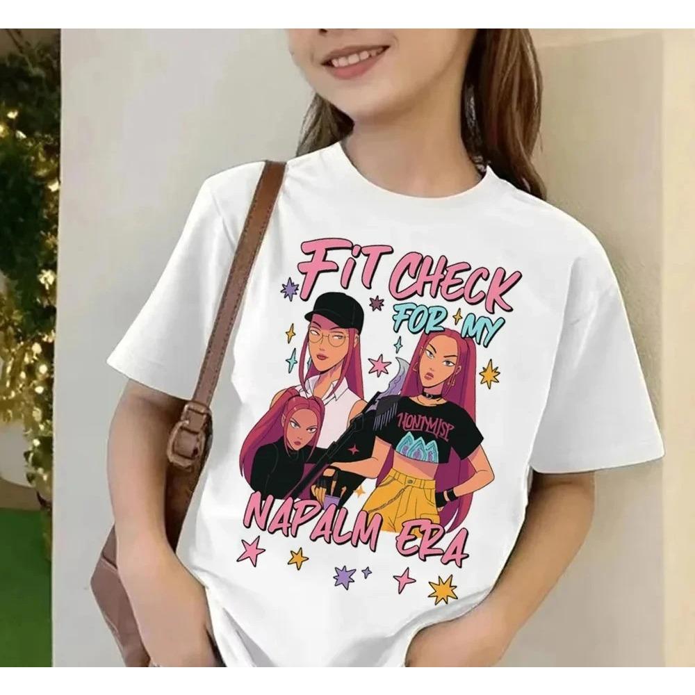 2025 Movie KPop Demon Hunters T-shirt Summer Short Sleeve T-shirt Tee for Children Casual Loose Girl Boy Graphic Printed Tops