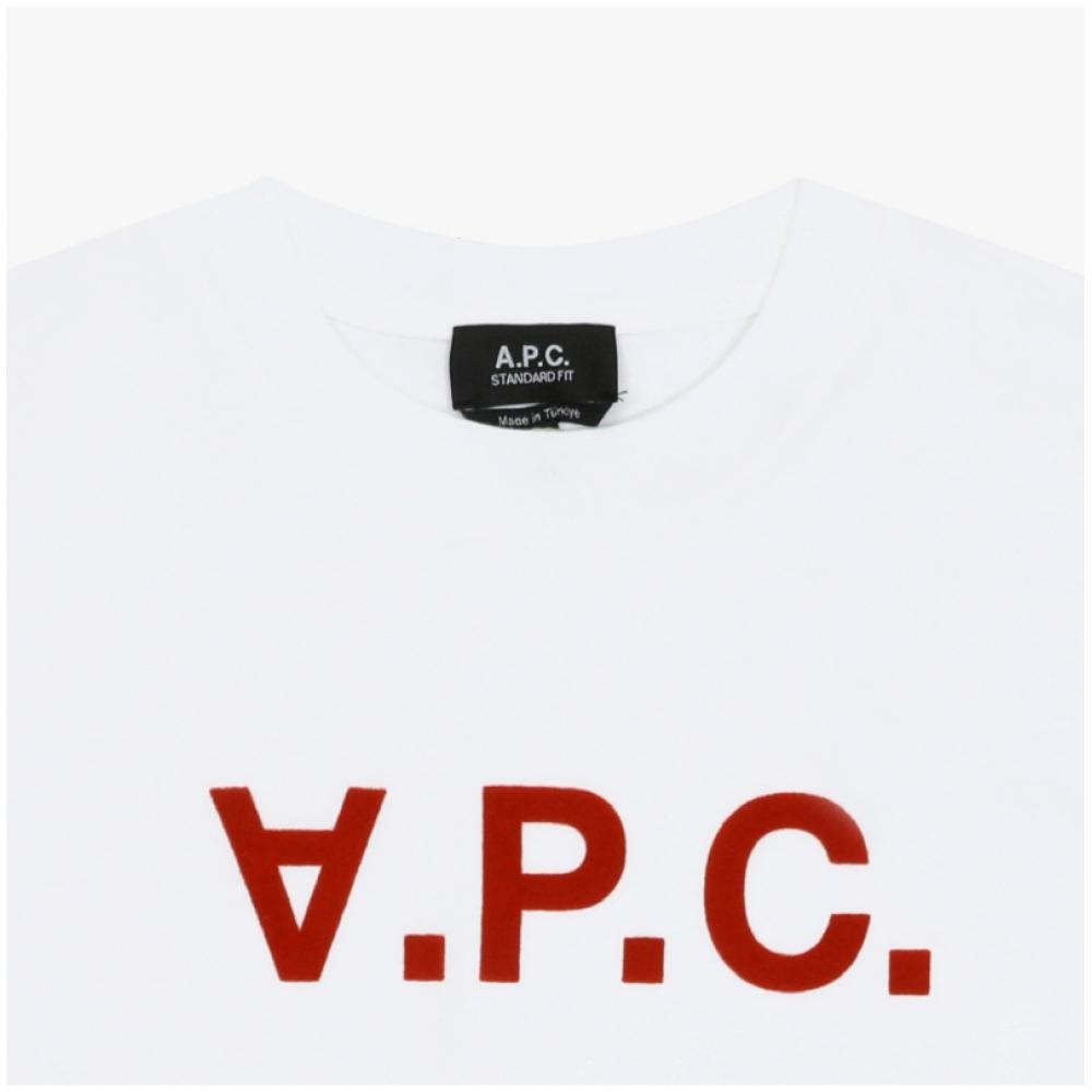 A.p.c. VelveT Logo STandard Grand Unisex T shirT M26384 Ilm Blanc TerracoTTa Vpc