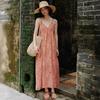 Bohemian Retro Suspender Dress Women's Summer Xinjiang Travel Seaside Vacation Long Dress