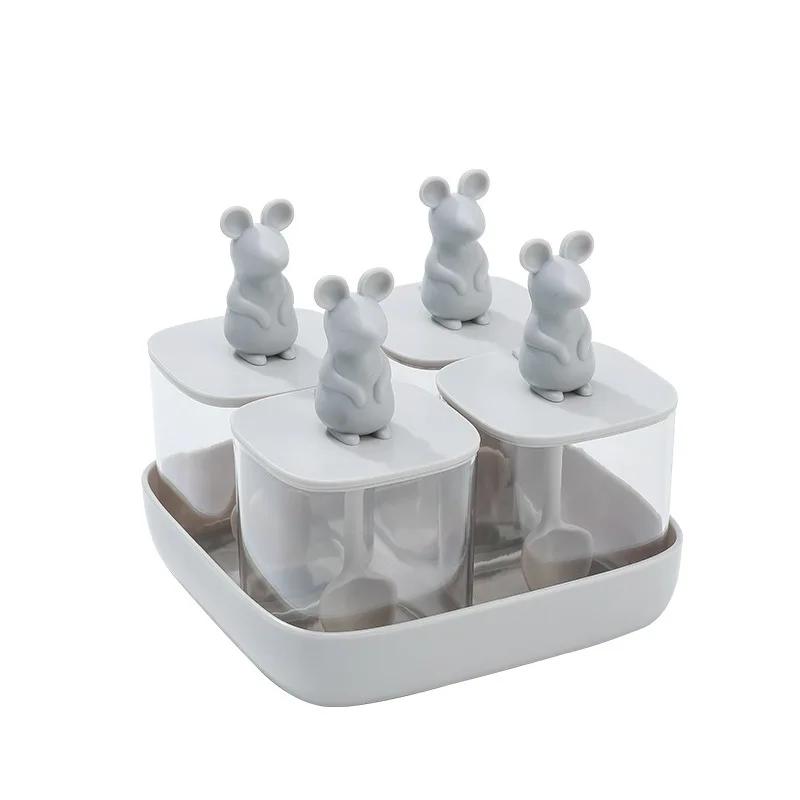 Kitchen Seasoning Jar Box Seasoning Case Sugar Bowl Cartoon Rabbit/Mouse Spoon Cover Animal Condiment Bottle Combination Set
