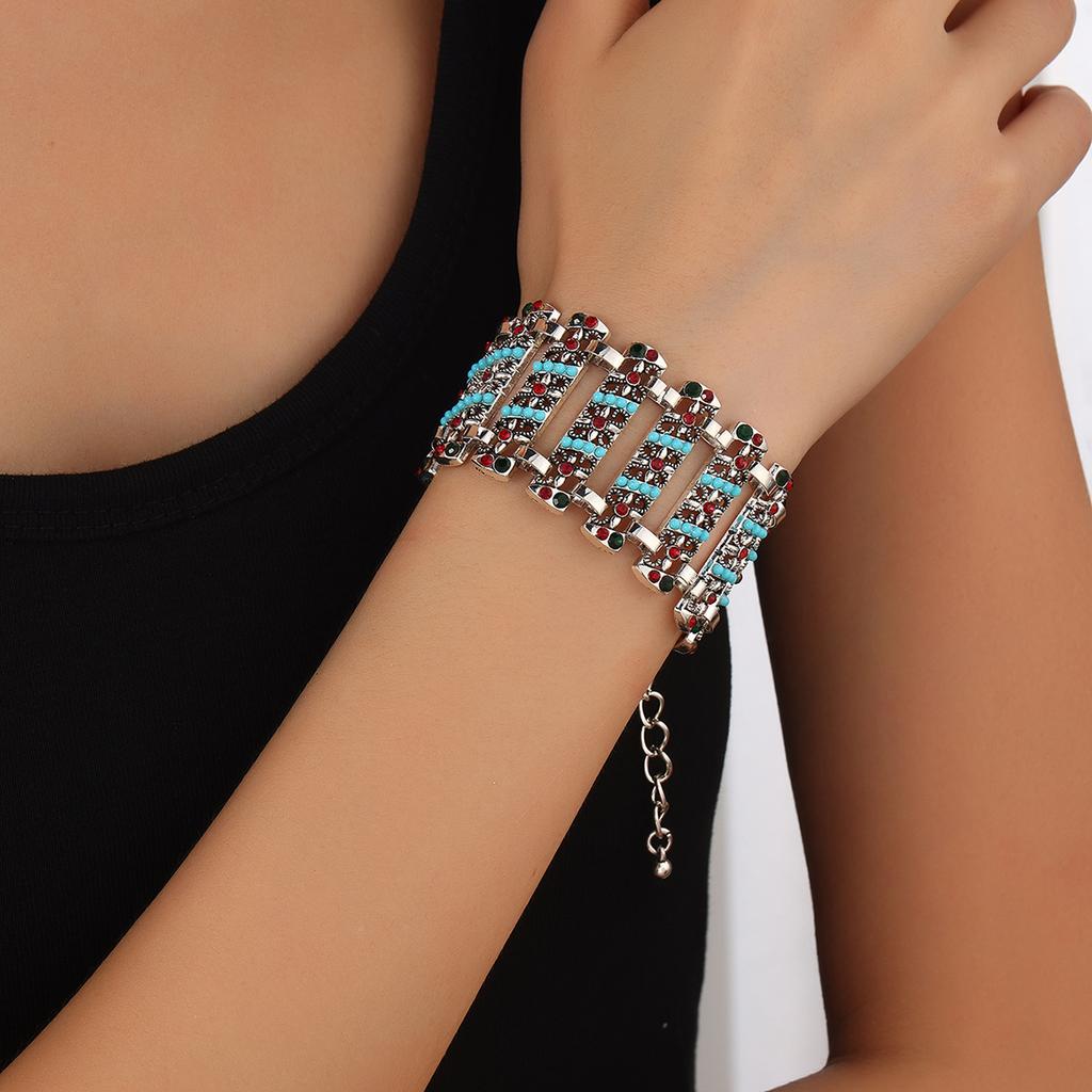 Brățară retro cu diamante în stil etnic boem, bijuterii exagerate versatile pentru femei