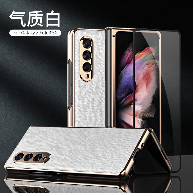 Galaxy Z Fold3 Case Full Cover Protective Leather PC Hybrid With Kickstand W22 Foldable Phone