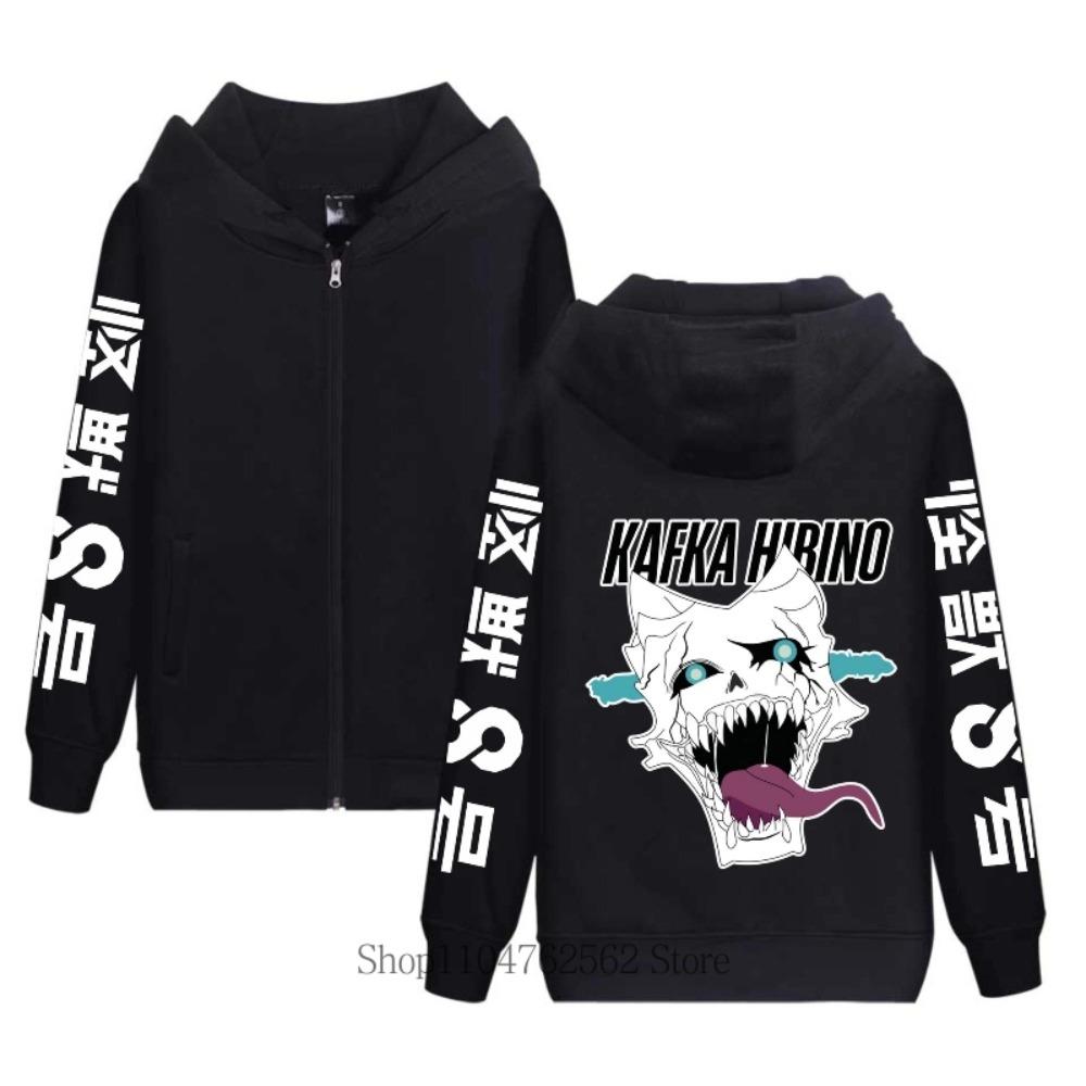 New Japanese Anime Kaiju No. 8 Printed Zipper Hoodie Men Casual Harajuku Cool  Long Sleeve Autumn Winter Fleece Sweatshirts