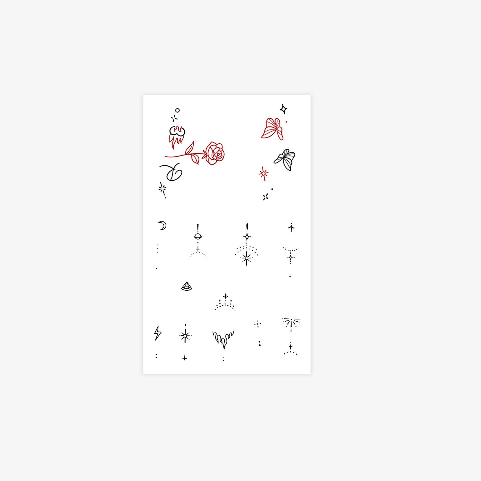 

Fingertip Star Language, Minimalist Thin Line Tattoo Sticker, Waterproof And Long-Lasting Planet Rose Butterfly Hand Sticker 9*15