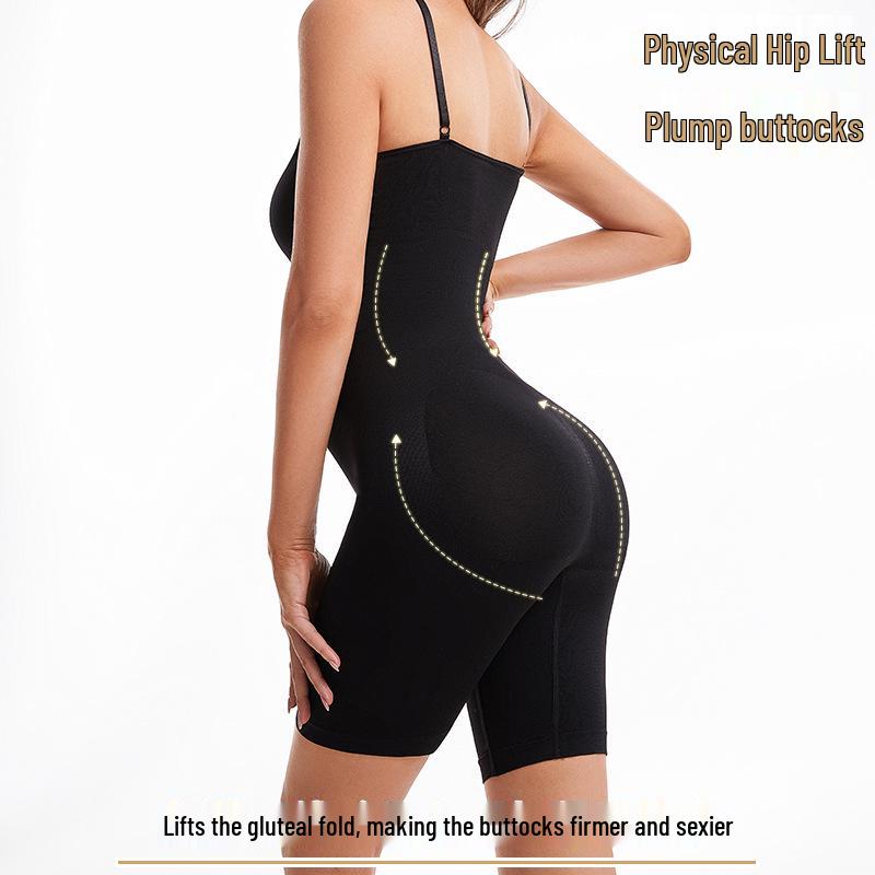 Plus Size Adjustable Waist Trainer Bodysuit with Open Crotch Leggings