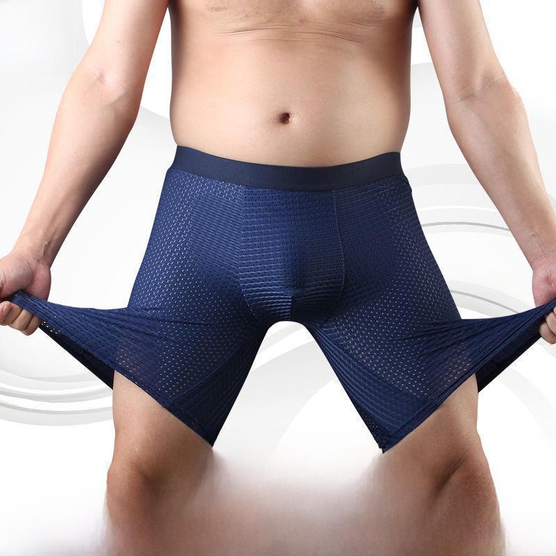 Verschleißfeste Sportunterwäsche aus Eisseidennetz für Herren – Größe L, atmungsaktiv, mittlere Taille mit verlängerten Beinen