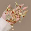 Exquisite Butterfly Flower Tassel Claw Clip with Pearl Pendant