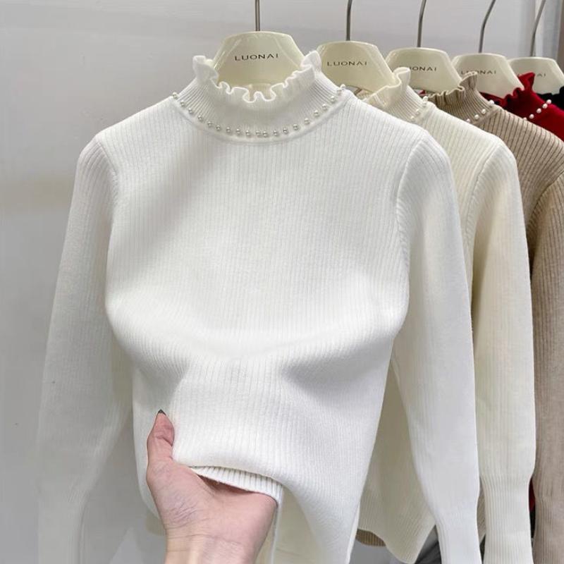 Damen Rollkragenpullover Kaschmir Strickpullover Samtgefüttert Warm Damen Pullover Herbst Winter Damenpullover