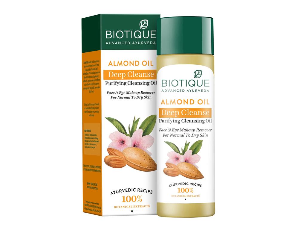 Biotique Almonmd Oil Deep Cleanse Purifying Cleansing Oil Face & Eye Makeup Remover For Normal to Dry Skin, 120ml & Biotique Fruit Brightning Face