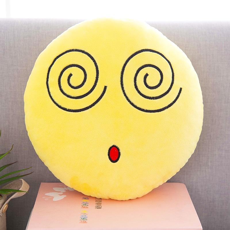 Charming 13" Yellow Round Emoji Pillow With Cute Fun Design And Soft Plush Material