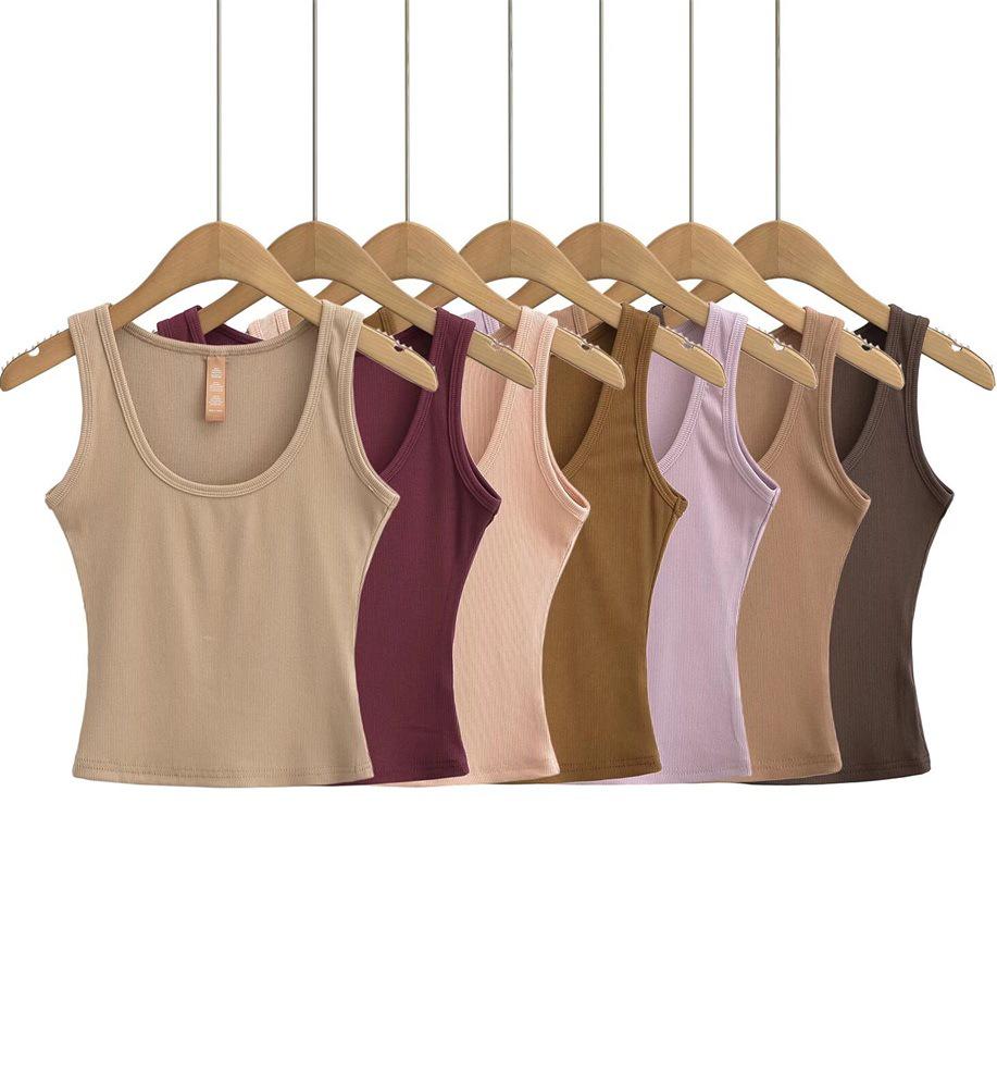YPFF Trendy European and American Style Women's Slimming Cotton Ribbed Camisole