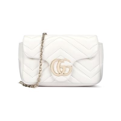 GG Marmont Weißes gestepptes Leder Ketten-Schultertasche Luxuriöse Crossbody-Tasche für Damen Abendparty Tägliche Pendelfahrt 841290-AAFAX-9050