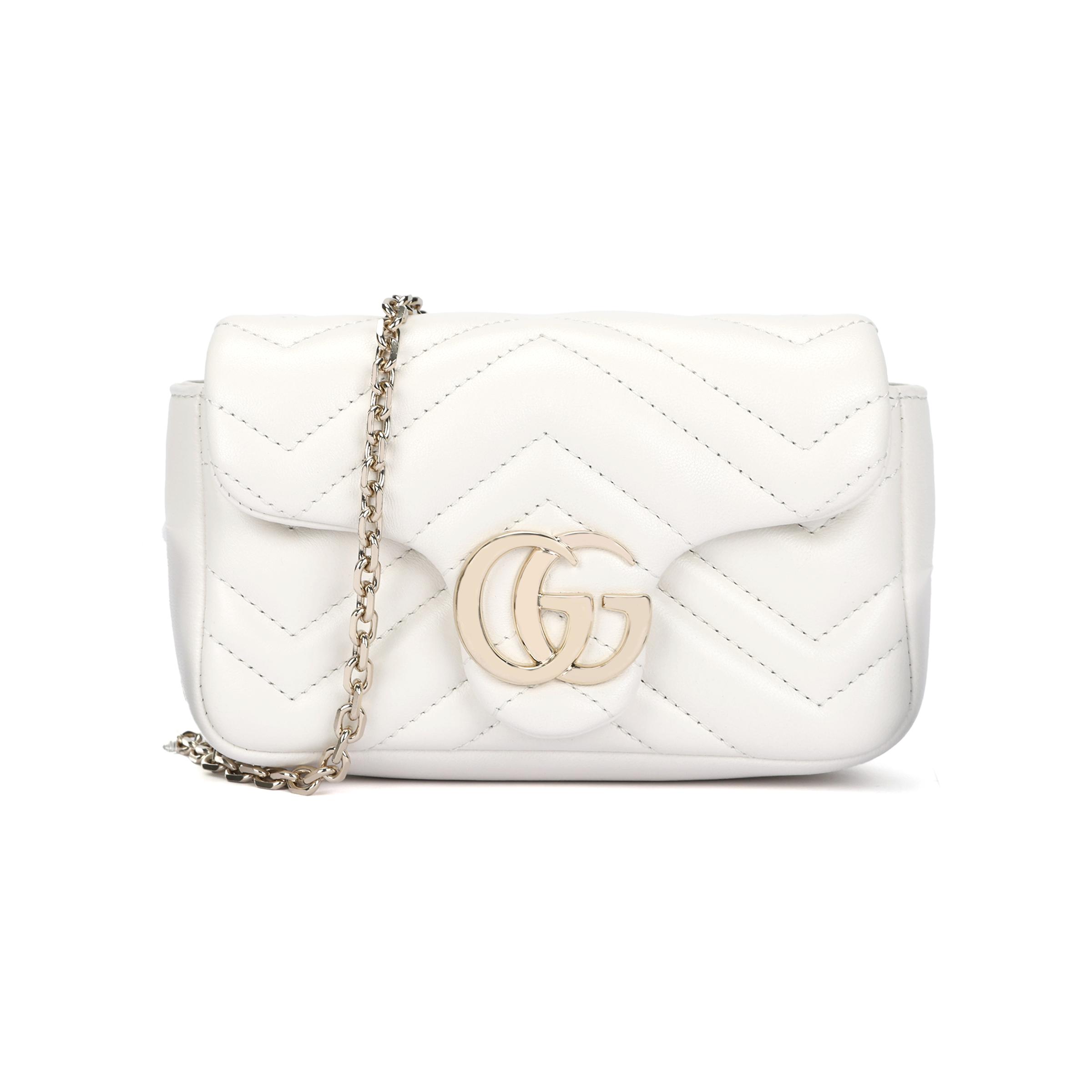 

GUCCI GG Marmont White Quilted Leather Chain Shoulder Bag Luxury Crossbody Bag for Women Evening Party Daily Commute 841290-AAFAX-9050 Basic Set (Bag+Dust Bag)