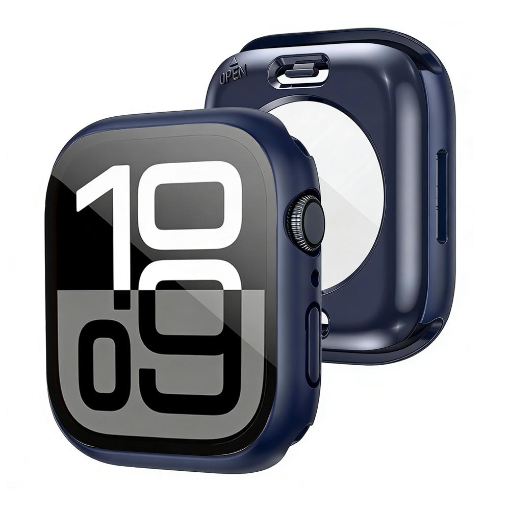3 in 1 Case for Apple Watch Screen Protector 360° Full Protective Tempered Glass Face Cover+Back PC Bumper Series 11/10/9/8/7/SE