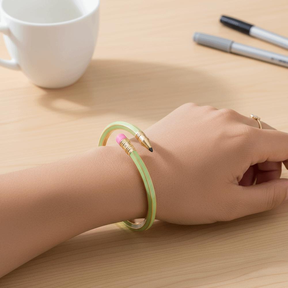 Shiny Glitter Pencil Bangle Trendy Fashion Cuff Bracelet Cute Cross Enamel Bracelet Daily