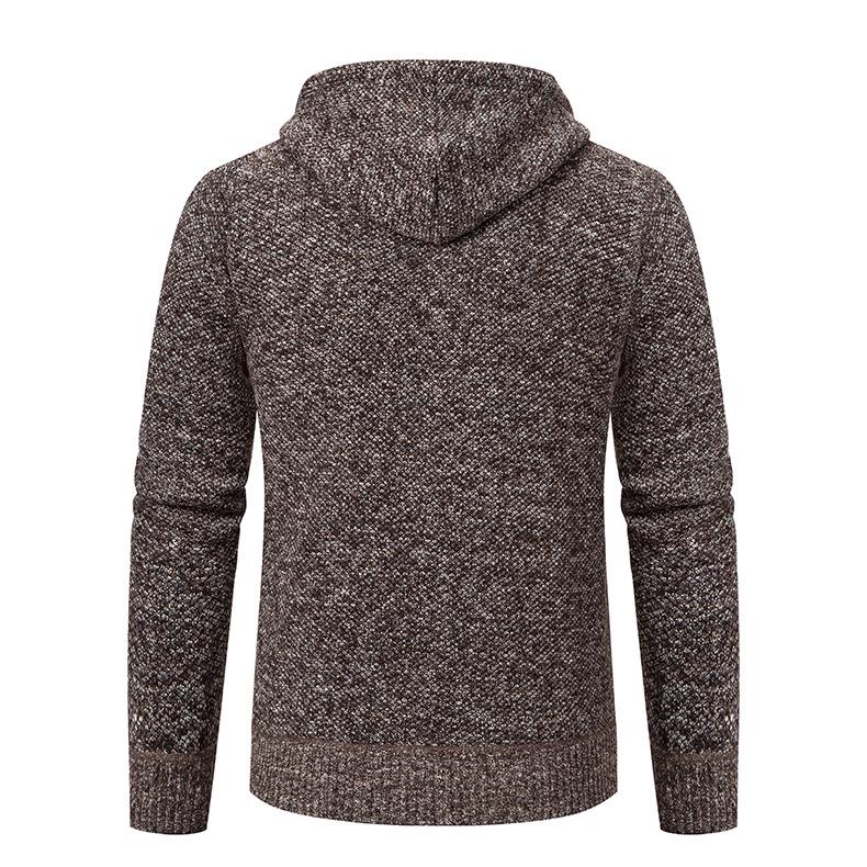 Men's Hooded Cardigan Sweater - Autumn/Winter Knit, Plus Velvet, Casual Outerwear