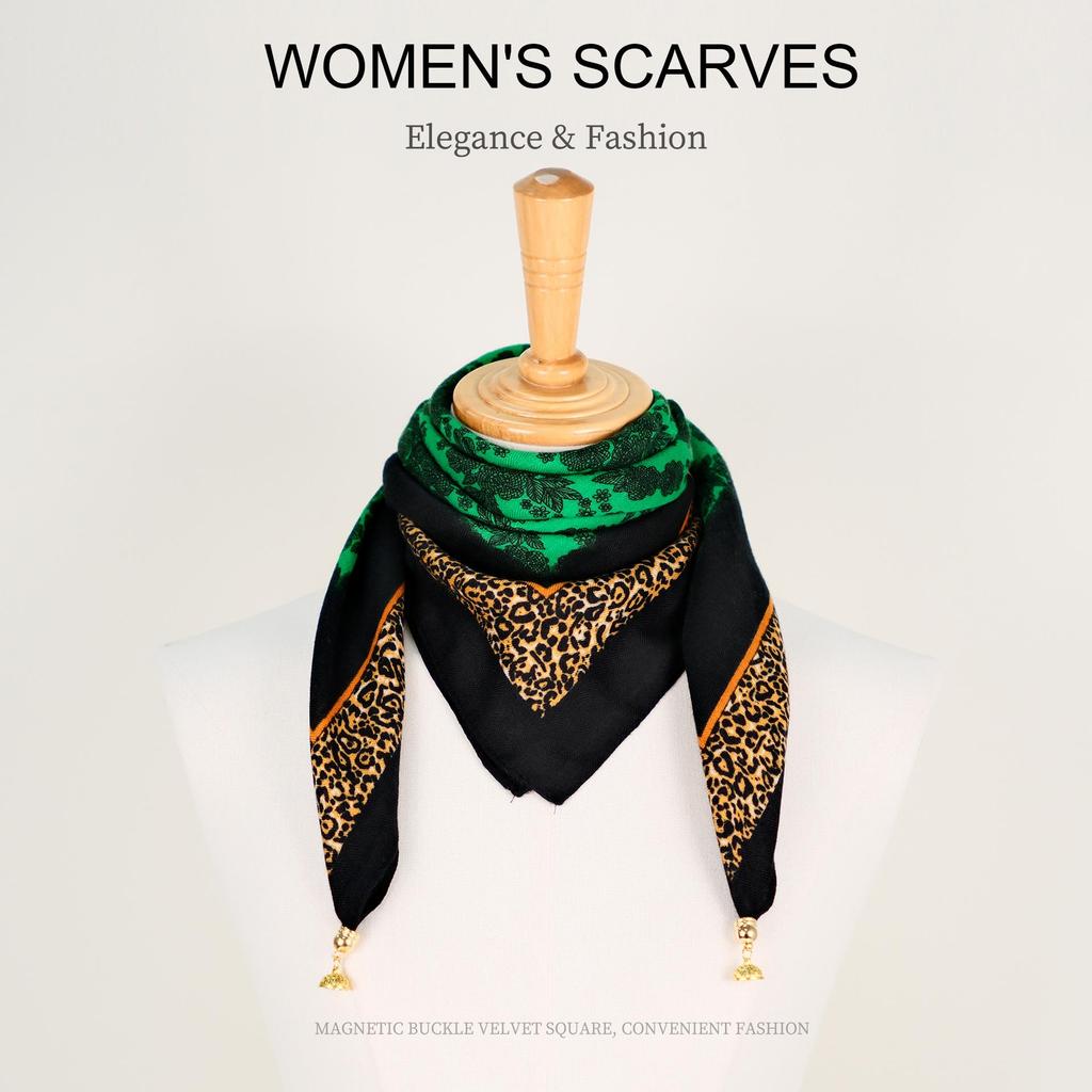 Golden Bean Magnetic Buckle Scarf – Fashionable Cotton & Linen Shawl for Mothers