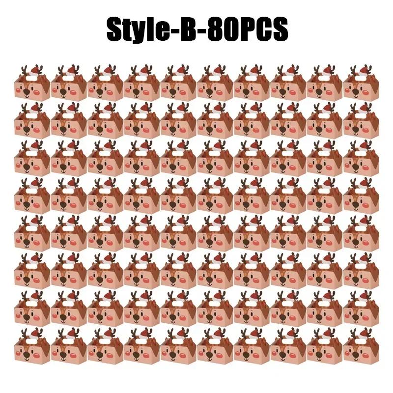 Weihnachtsgeschenkbox Quadratische Süßigkeitenboxen mit Griff Kekskuchen Gebäckboxen Leckerli-Verpackungsbox Party-Geschenkboxen Partyzubehör