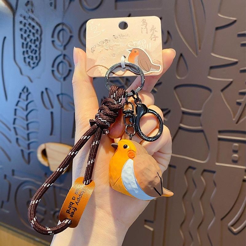 Brelok do kluczy z żywicy w kształcie ptaka Styl rzeźbienia w drewnie Kreatywny kształt ptaka Zawieszka do kluczy samochodowych Urocze akcesoria do zawieszenia na torbie dla pary