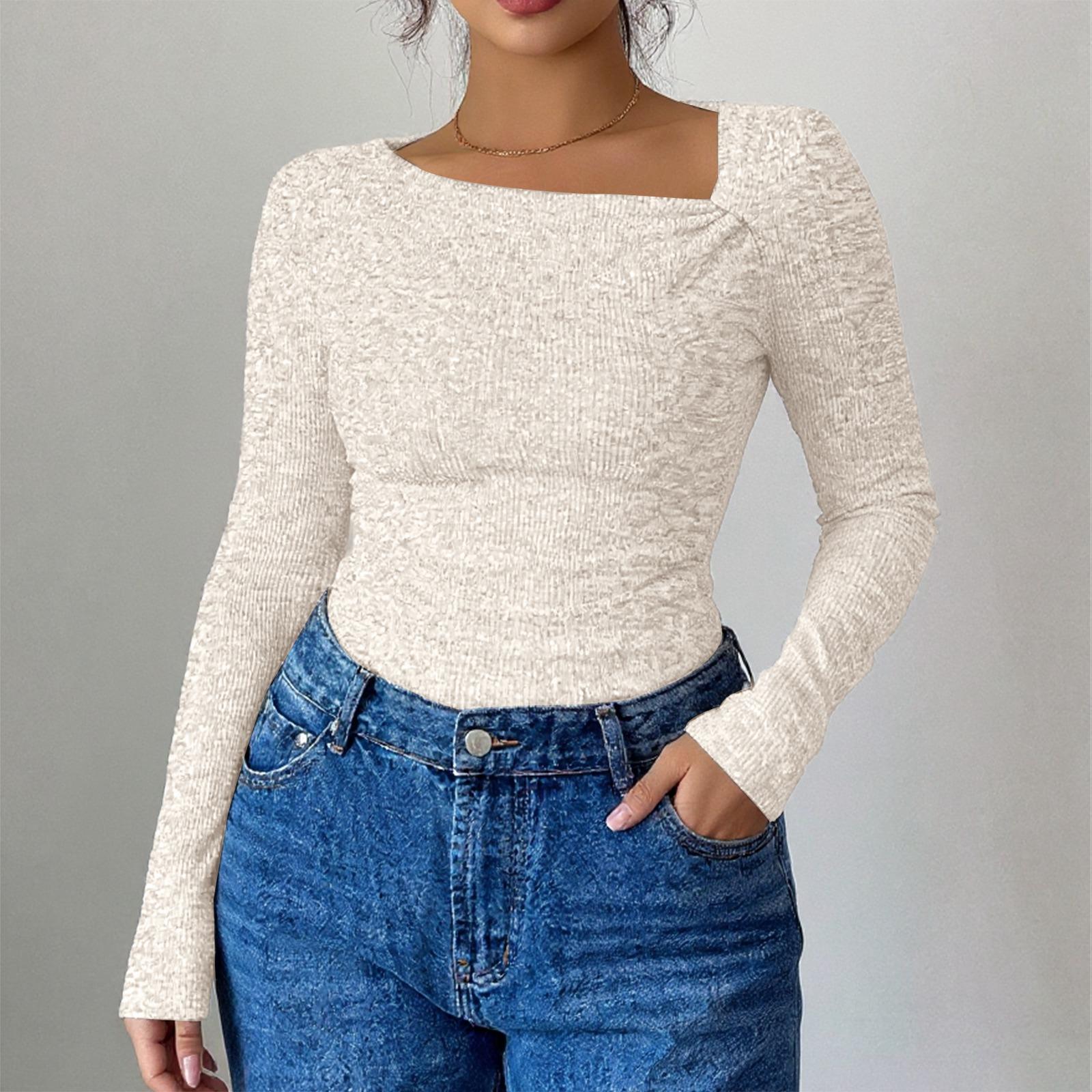 Women s Comfortable Loose Fashionable And Casual Long Sleeve Elegant Commuting And Casual Top L бежевый