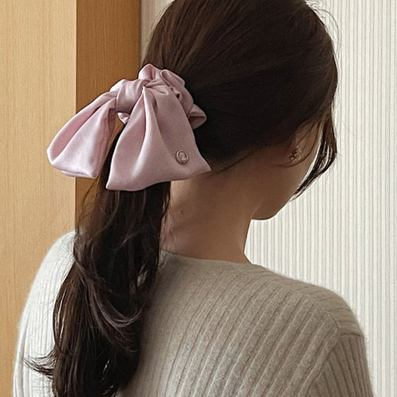 

oar Сатиновая резинка-скранчи с оборками [Розовая] Pink